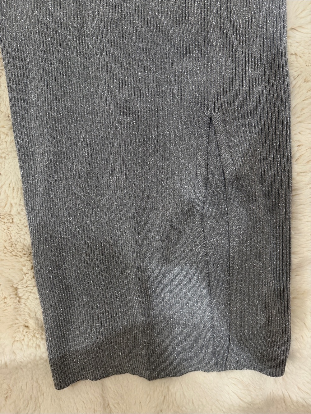 Zara Metallic Gray Ribbed Cropped Tank & Skirt Set - Picture 6 of 6